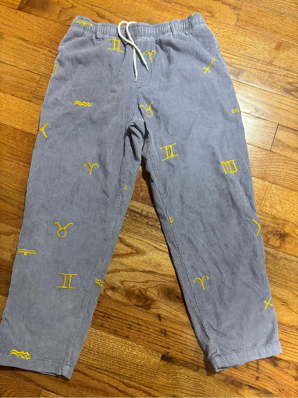 Urban outfitters Corduroy lavender  Pants with Yellow Zodiac Embroidery